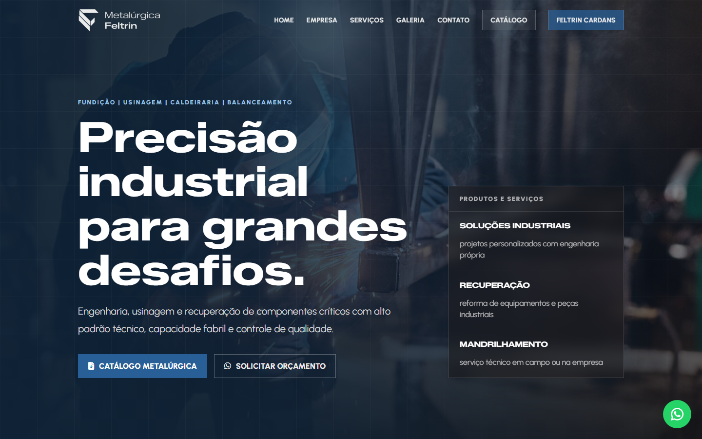 Header do site Metalúrgica Feltrin