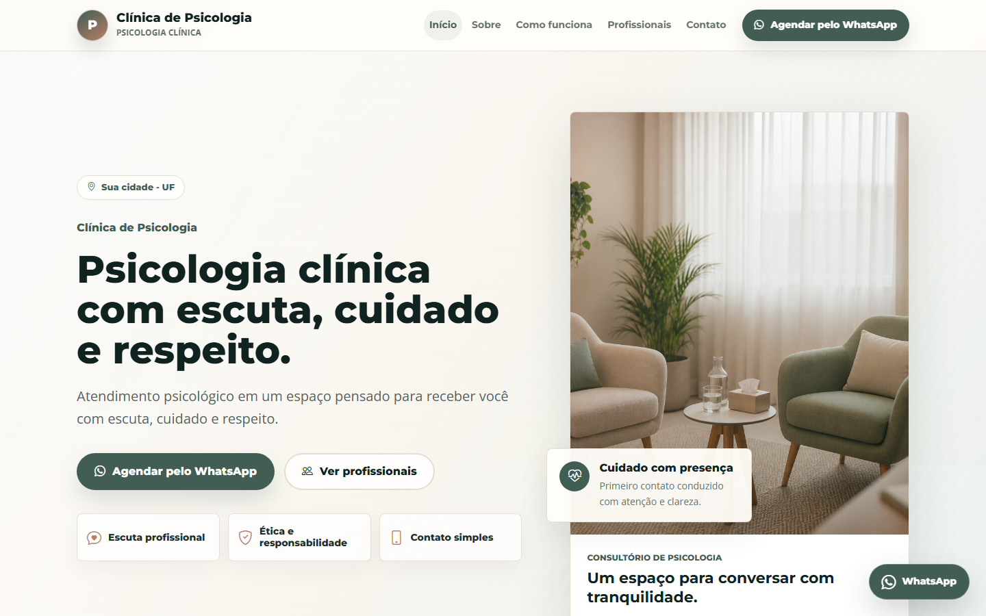 Header do projeto Página Psicologia
